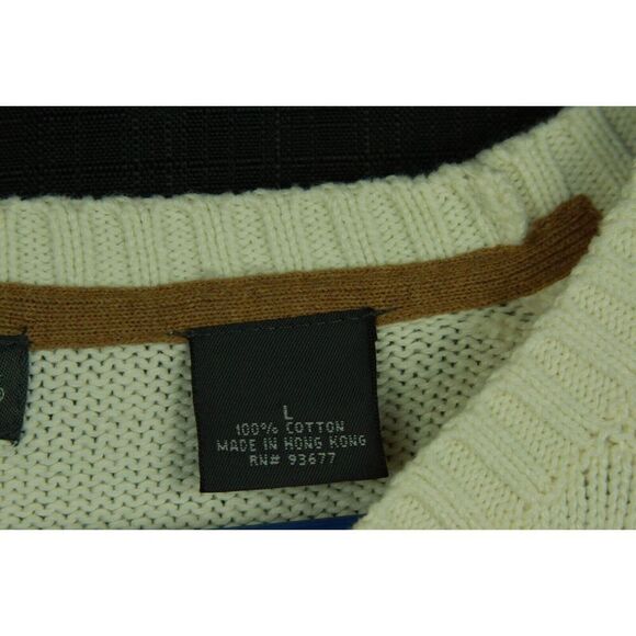 St. John's Bay Cotton Sweater Mens Large Ivory Long Sleeve Knit - Picture 5 of 6